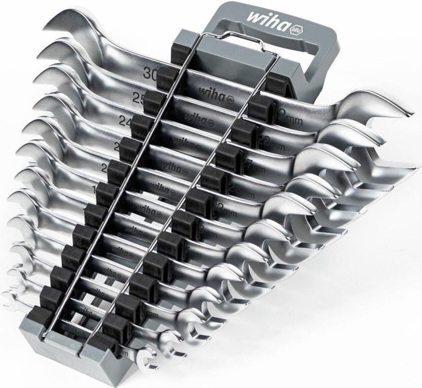 Wiha Doppelmaul-Gabelschlüssel Set 12-teilig aus Chrome Vanadium in Silber, metrisch 6-32 mm - Bild 3