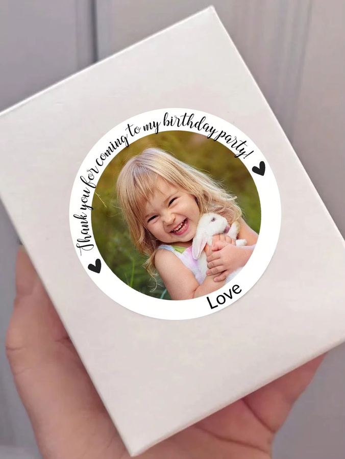 Personalisierte runde Fotolaufkleber für Kindergeburtstage als Dankeschön-Partygeschenk, Durchmesser: 4 cm, Mehrfarbig - Bild 2