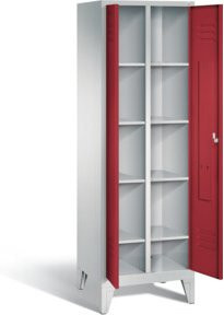C+P Wäsche-Spind Classic in Rubinrot mit lichtgrauem Korpus, H 185,0 cm x B 61,0 cm x T 50,0 cm - Bild 1