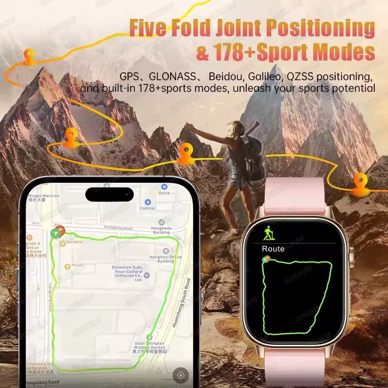 GUHUAVMI Smartwatch für Damen mit GPS, Bluetooth-Anruf, Musik und Schlafüberwachung in Schwarz und Roségold mit Edelstahl- und Silikonarmband - Bild 3