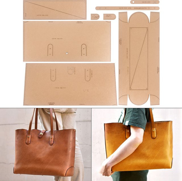 QJH DIY-Nähpapier-Vorlage für klassische Retro-Einkaufstaschen im Kraftpapier-Design, beige - Bild 1