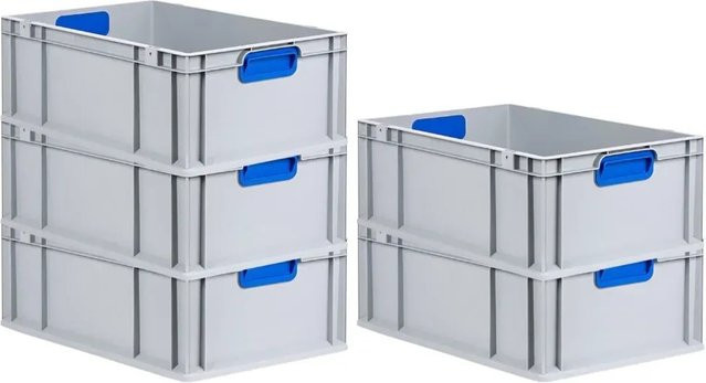 PROREGAL Spar Set 5x Eurobox Nextgen Color Transportboxen mit verstärktem Boden und Griffen, Blau, H x B x T: 22 x 40 x 60 cm, 44 Liter - Bild 1