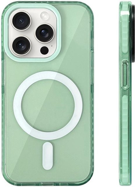 Transparente MagSafe Silikon Handyhülle für Apple iPhone 17 16 15 Pro Max 14 13 12 in Grün mit kabellosem Laden - Bild 1