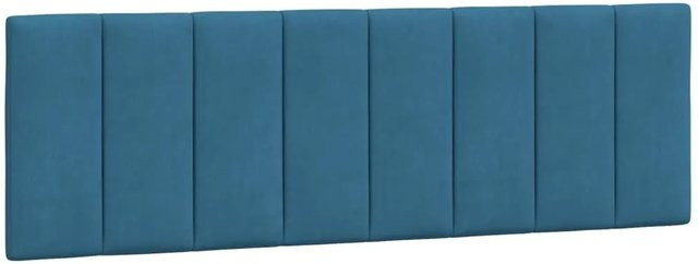 vidaXL Kopfteil-Kissen Hanko Blau, gepolstertes Samt-Kissen mit Linien-Design, Breite: 160 cm - Bild 1