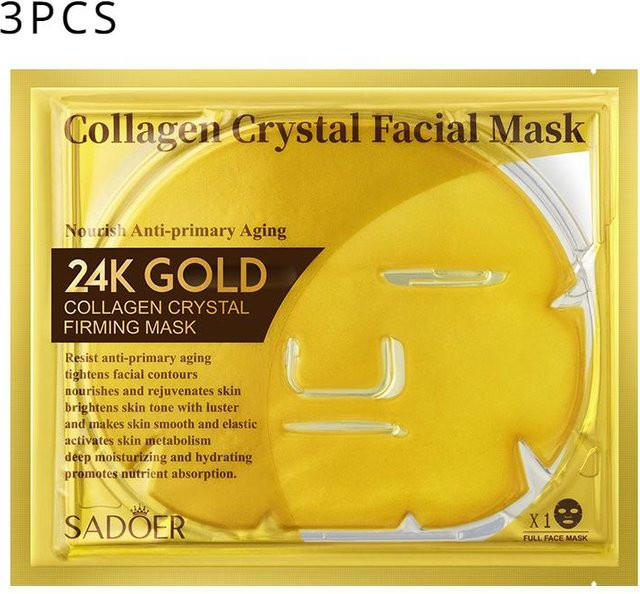 SADOER 24 Karat Gold Collagen Crystal Firming Mask, 3 Stück, Kollagen - Bild 1