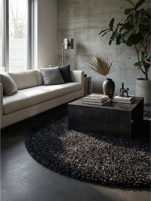 Kadima Design Hochflorteppich RHEIN, einfarbig, Anthrazit, Ø 80 cm - Bild 1
