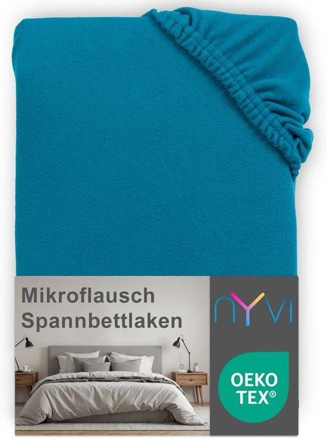 NYVI DreamScience Spannbettlaken aus Mikroflausch in Petrol, Größe: 180 x 200 cm bis 200 x 200 cm - Bild 1