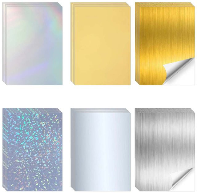 ESHANG 20 Blatt Holographische Selbstklebende Vinyl-Aufkleber A4 Multicolour und Silber für Laserdrucker - Bild 1