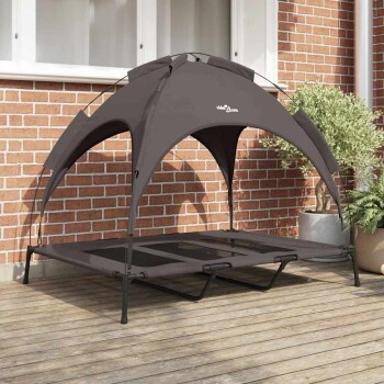 vidaXL Hundebett Braun aus Metall mit Stoffauflage, B/T/H: 122 x 93 x 106,5 cm - Bild 2