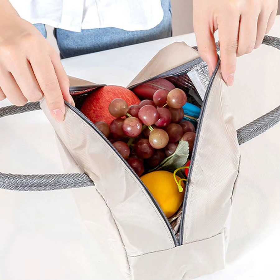 Tragbare isolierte Lunchbox-Tasche in Beige mit Thermoisolierung für Schule und Arbeit - Bild 2