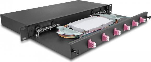 Delock LWL-Spleißbox 6 x LC Duplex OM4, 1 HE, schwarz, komplett bestückt (66999) - Bild 1