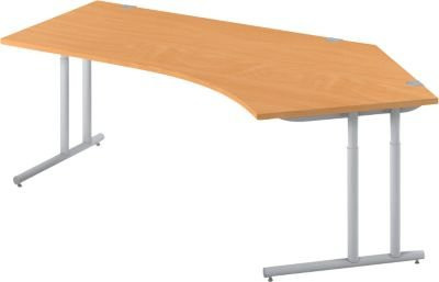 Schäfer Shop Select Winkelschreibtisch COMBITEC mit C-Fuß, 135 Grad Winkel rechts, Buche/weißalu, B: 216,5 cm, T: 80 cm, H: 67,7-81,7 cm - Bild 1
