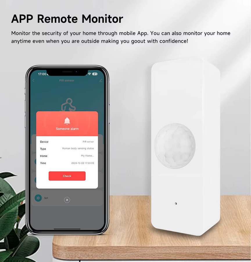 Tuya Smart Home PIR Bewegungssensor WiFi und Zigbee Infrarot-Körperdetektor in Weiß, kompatibel mit Alexa und Google Assistant - Bild 2