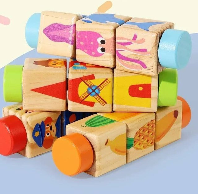 YunDuo BaBy Rotierendes Holzpuzzle, Tiere und Fahrzeuge, ab 0 Jahre - Bild 1