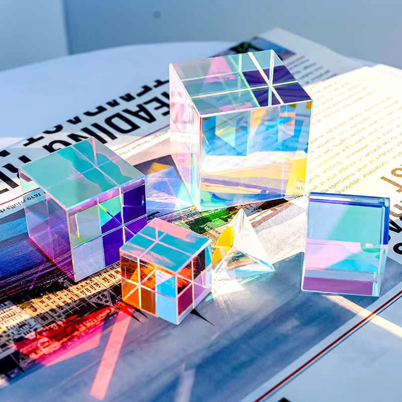 QIAO Mini K9 Kristall Prisma Würfel aus Glas in Transparent für RGB Dispersion, Physikunterricht und DIY-Handwerk - Bild 4