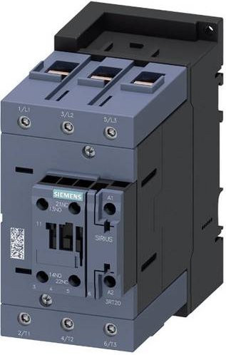 Siemens Schütz 3RT2045-1NF30 in Grau mit 1 Schließer, 1 Öffner, 142kW, 1000V, 77A und Varistor - Bild 1