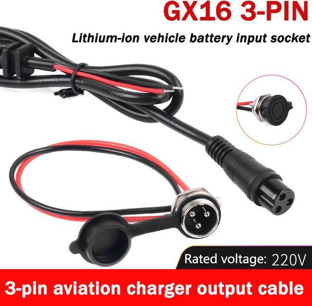 DIVEDEER GX16 3-poliger Luftfahrt-Ladeanschluss für Lithium-Batterien und Elektroroller, wasserdicht und staubdicht, 220 V - Bild 1