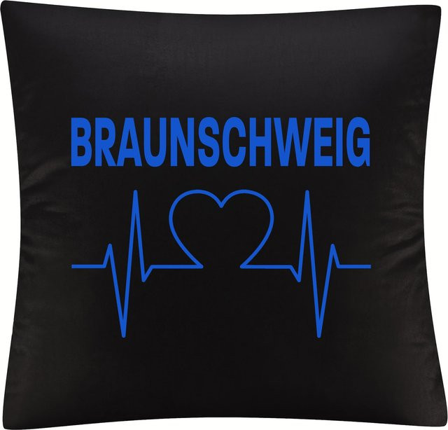 Kissenbezug multifanshop Braunschweig Herzschlag Druck Blau - Bild 1
