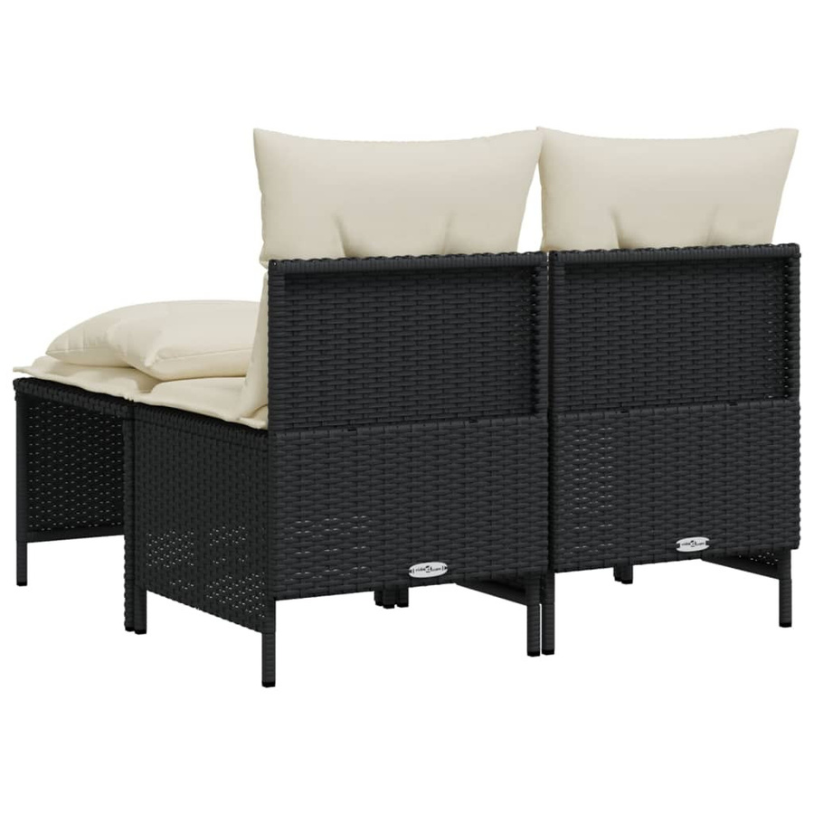vidaXL 4-teilige Garten-Sitzgruppe aus Polyrattan mit Kissen in Schwarz - Bild 3