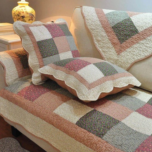A Family Of Home Textiles Sofaüberwurf aus Baumwolle mit Karomuster in Multicolour, B/B: 90 x 210 cm - Bild 1
