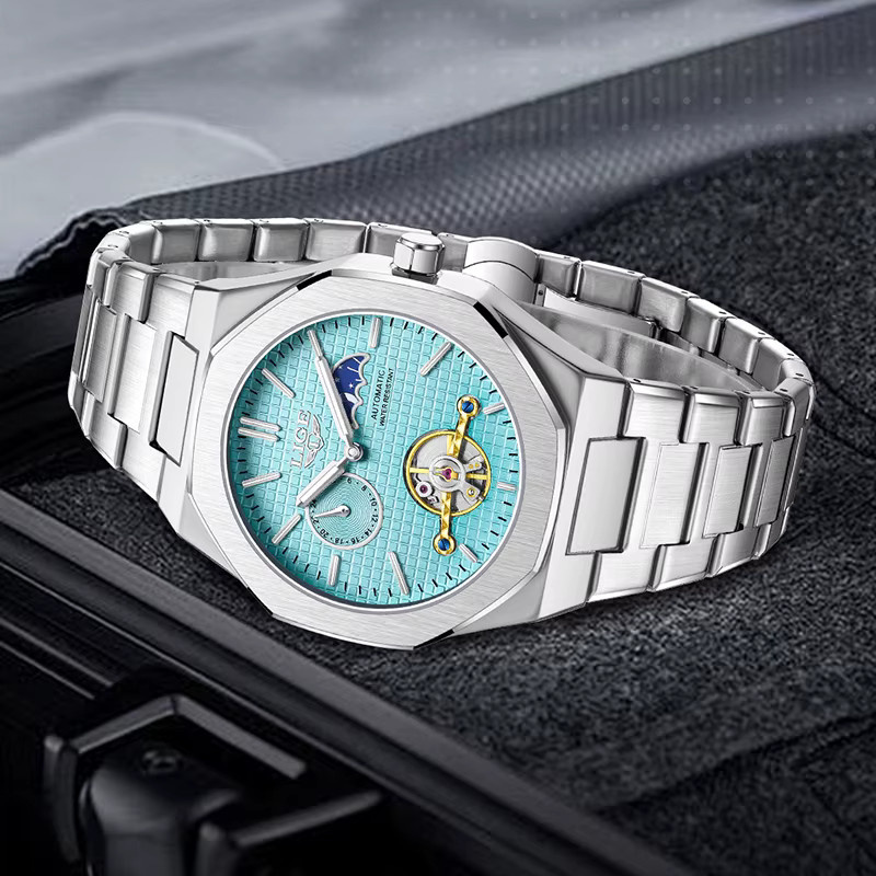 LIGE Armbanduhr Automatik, Edelstahl, Silber, Herren - Bild 2