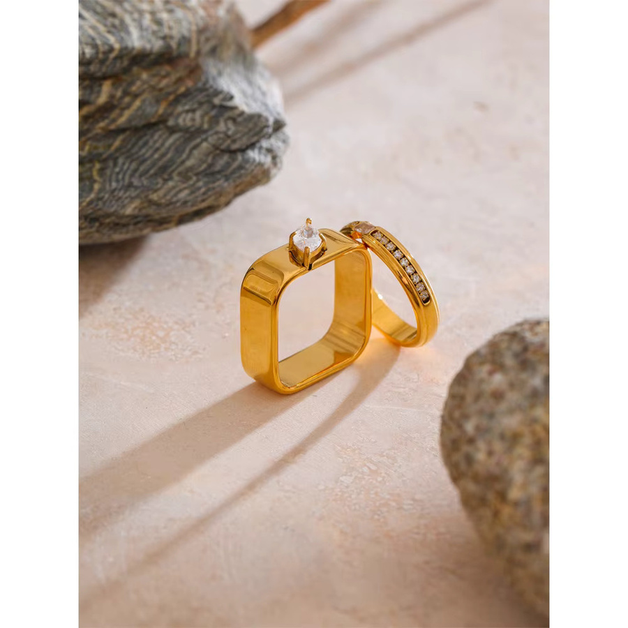 Yhpup Ring Edelstahl, Gold, Zirkonia, Damen - Bild 3