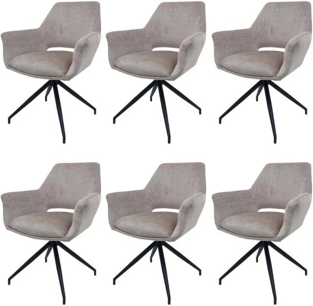 6er-Set Esszimmerstühle MCW M53 in Taupe mit Armlehnen, drehbar und modern, Metall und Stoff - Bild 2