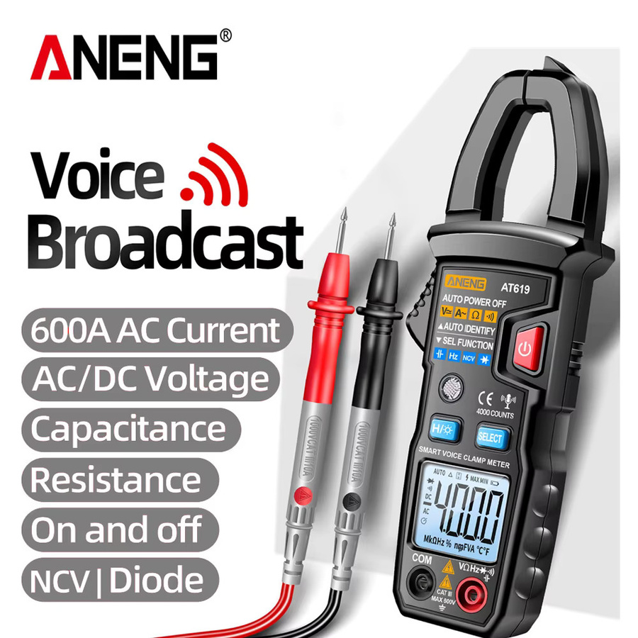 ANENG AT619 DC Clamp Meter Multimeter mit Sprachausgabe und Amperemeter in Rot - Bild 3