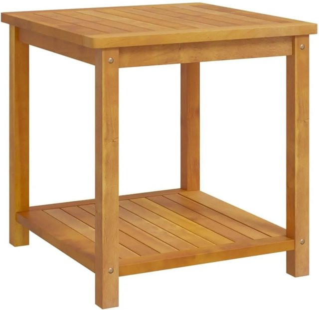 DELUKE Beistelltisch aus Akazien-Massivholz in Braun-antik, quadratisch mit Lattendesign, B/T/H: 45 x 45 x 45 cm - Bild 1