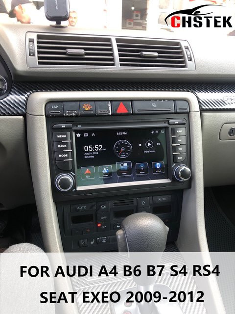 CHSTEK Auto Radio Navigation mit Bluetooth und WLAN für Audi A4 B6 B7 S4 RS4 8E und Seat Exeo 2002-2012 mit drahtlosem Carplay und Android Multimedia in Schwarz - Bild 1