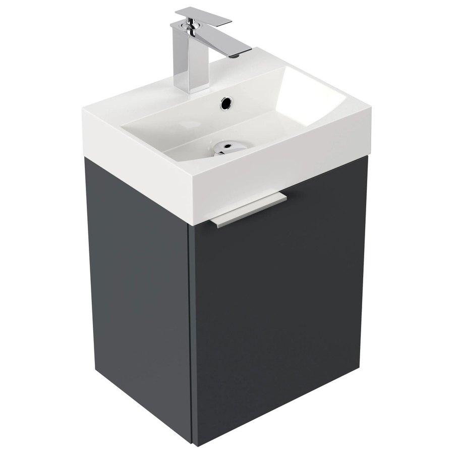 Posseik Badmöbel Cubi Slimline für das Gäste-WC in Anthrazit mit SoftClose-Funktion, Breite: 40 cm - Bild 2