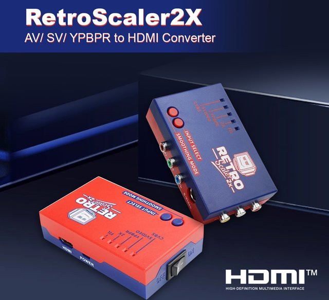 RetroScaler2x AV zu HDMI Konverter und Line-Doubler für Retro-Spielekonsolen in Blau - Bild 1