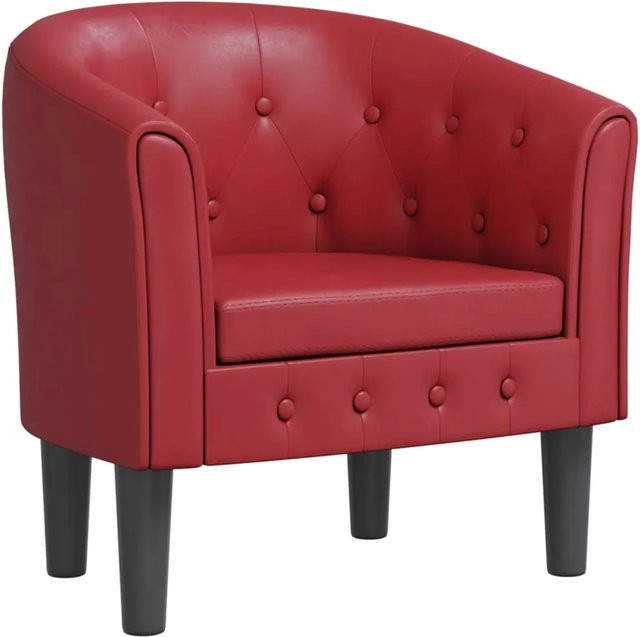 vidaXL Clubsessel in Weinrot aus Kunstleder mit Armlehnen und modernem Design - Bild 1
