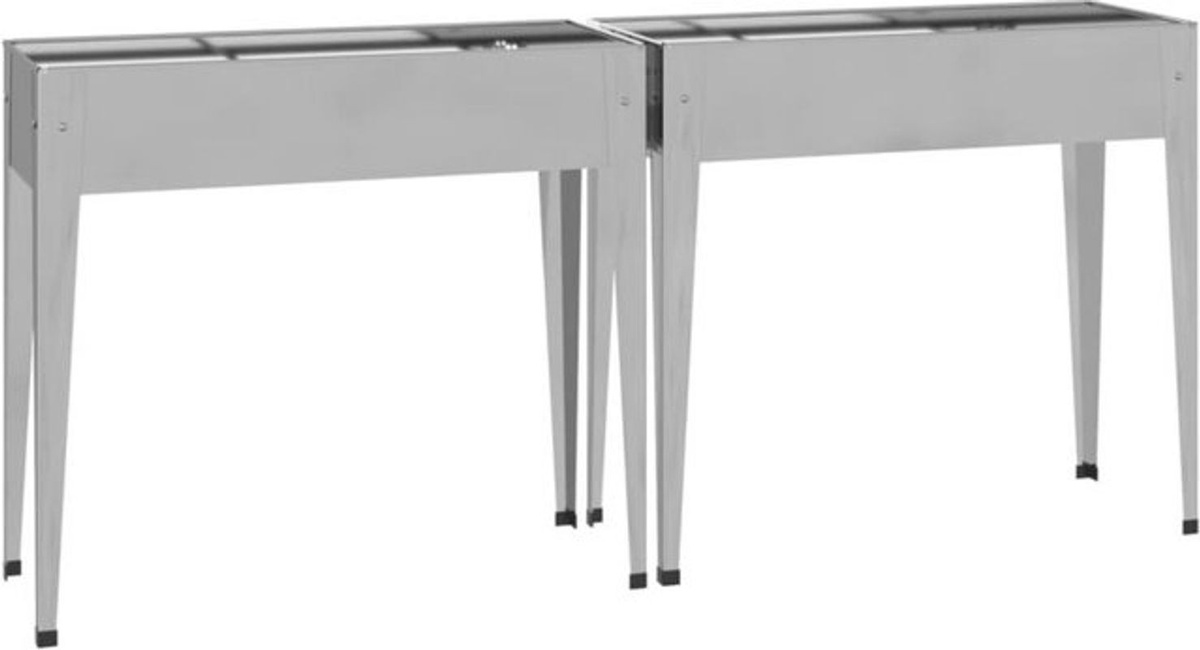 2er Set Pflanzkübel aus verzinktem Stahl von Vidaxl in Silber und Grau, rechteckig, B/T/H: 40,5 x 40,5 x 90 cm - Bild 1