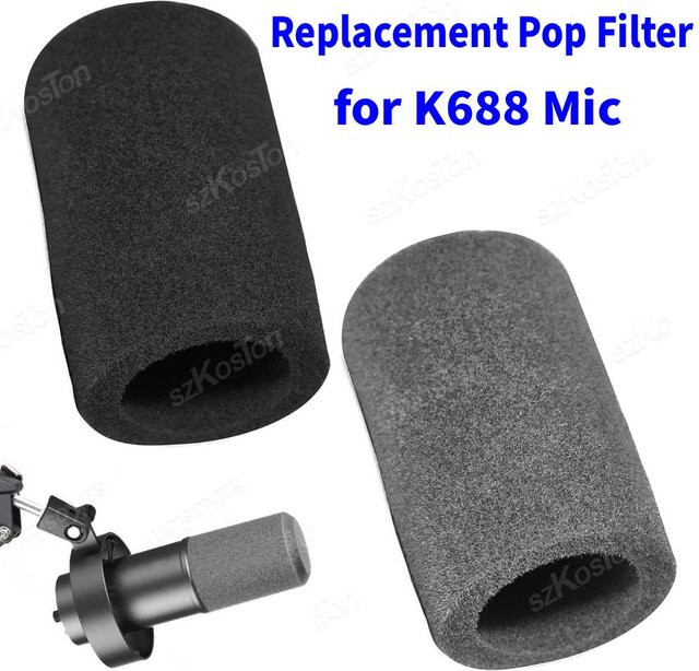 SZKOSTON Ersatz-Popfilter für K688 Mikrofon als Schaumstoffabdeckung und Windschutz in Schwarz oder Grau - Bild 1