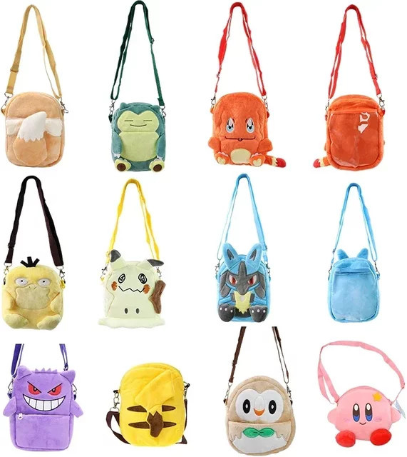 Pokemon Pikachu Gengar Mimikyu Snorlax Rowlet Psyduck Lucario Charmander Plüsch-Rucksack, Schultertasche, Puppe Spielzeug - Bild 1