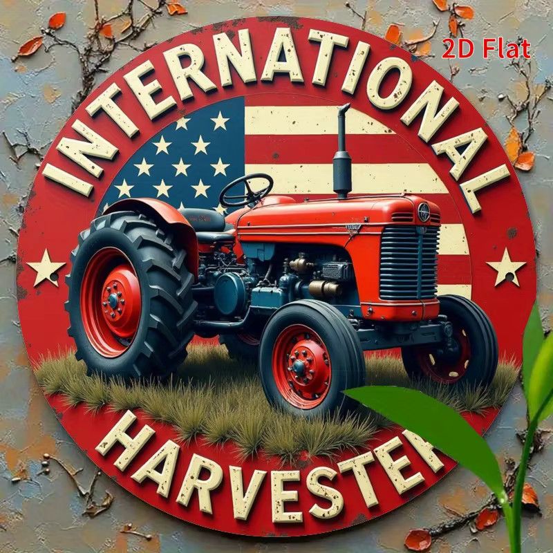 Rundes Vintage-Eisenschild Potdemiel mit Harvester-Traktor-Logo als Wanddekoration, Durchmesser: 20 cm, Multicolor - Bild 4