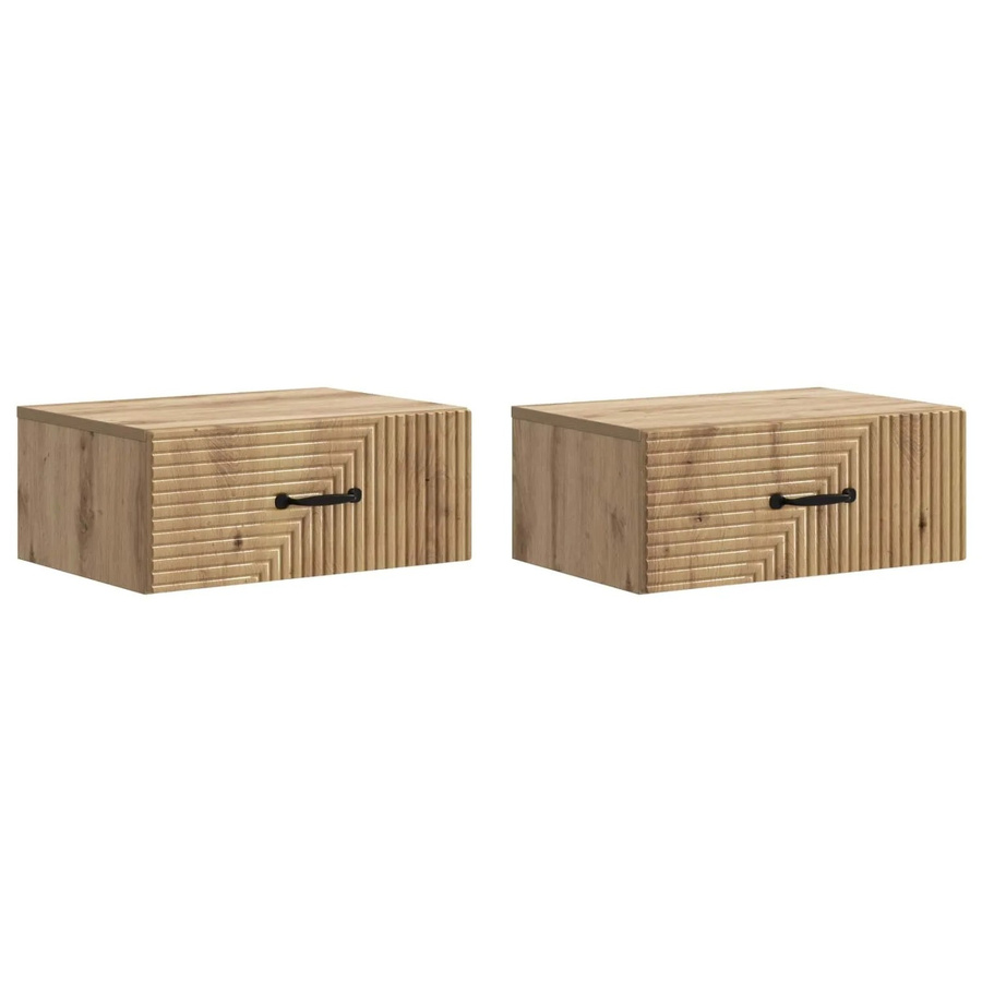vidaXL Wandmontierter Nachttisch 2er Set Artisan-Eiche Braun B/T/H: 49 x 34,5 x 20 cm - Bild 2