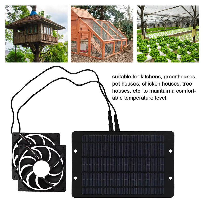 EESBAO Mini Solar-Abluftventilator mit Solarpanel und Akku, Schwarz, aus Kunststoff - Bild 3