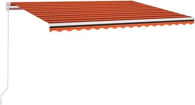 vidaXL Automatische Markise mit LED und Windsensor aus Aluminium und Polyestergewebe, Farbe: Orange/Braun, B: 450 cm, T: 300 cm - Bild 1