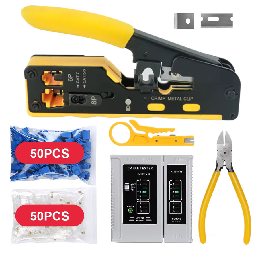 WOZOBUY Multifunktionale Durchgangsloch-Drahtcrimpzange für RJ45 und 8P6P Dual-Use-Crimping Tool - Bild 2
