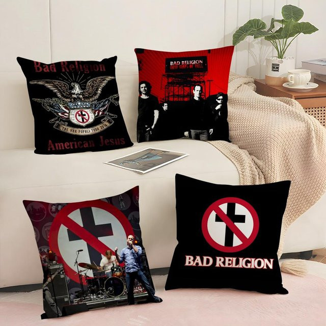 Bad R-Religion Punk Rock Band Kissenbezug aus schwarzem Plüsch mit unsichtbarem Reißverschluss, B/B/H: 30 x 30 x 30 cm - Bild 1