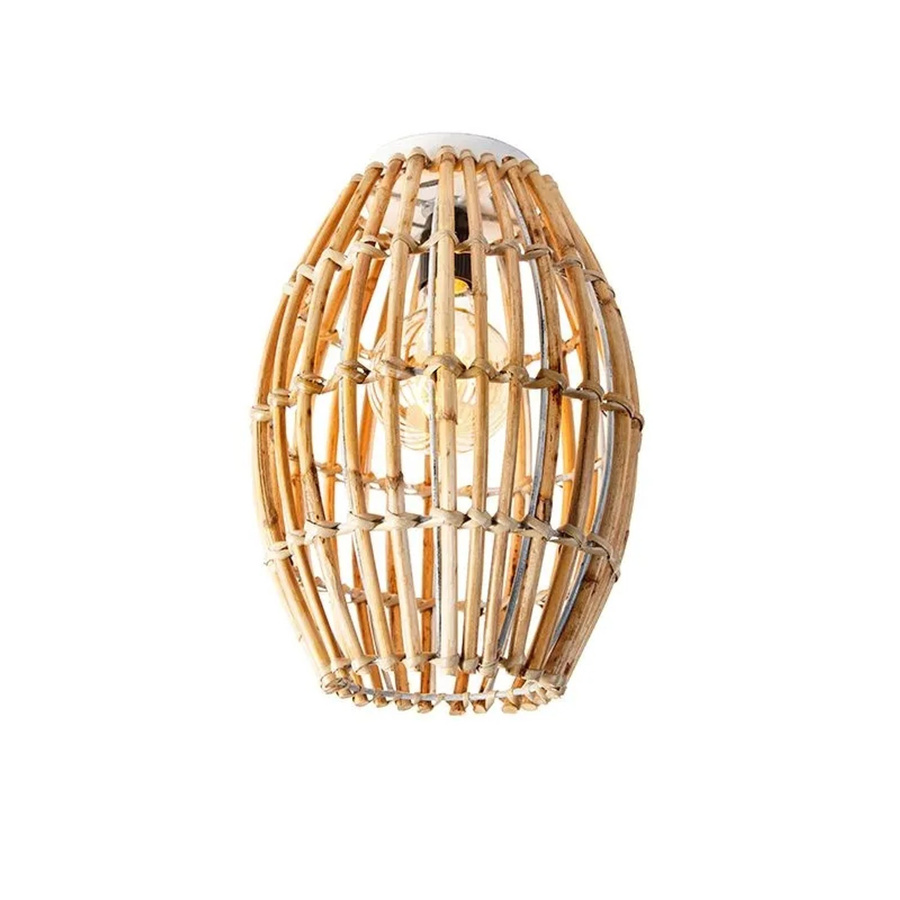 QAZQA Deckenlampe im rustikalen Design aus Bambus und Stahl, Farbe Weiß und Holz, E27 Fassung - Bild 2