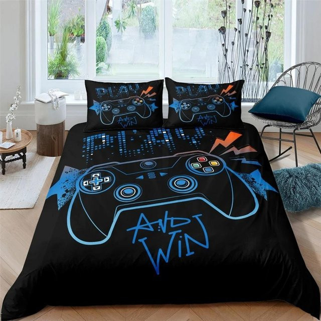 Gamer Bettwäscheset für Kinder mit Motiv-Design, Schwarz, B/H: 135 x 200 cm - Bild 1
