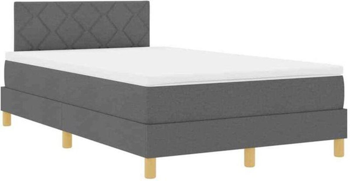 vidaXL Boxspringbett mit Matratze in Grau, modern und minimalistisch, Stoff und Holzwerkstoff, B/T: 120 x 200 cm - Bild 1