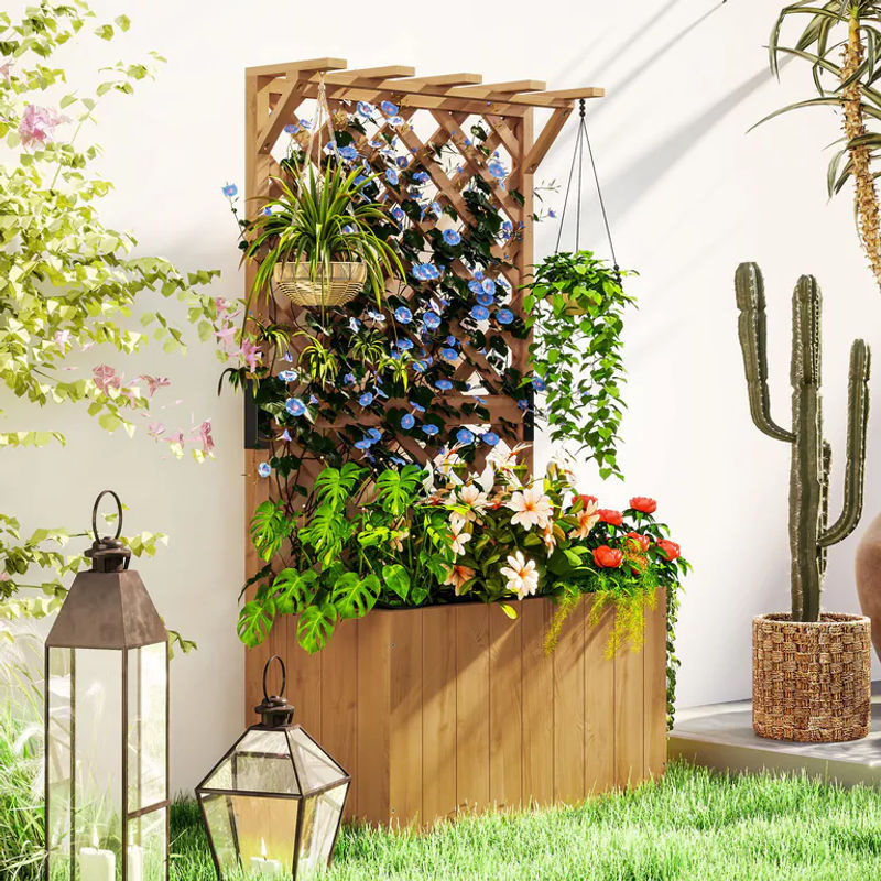 Outsunny Hochbeet in Holzoptik braun, B/H/L: 33 x 122 x 64 cm - Bild 2