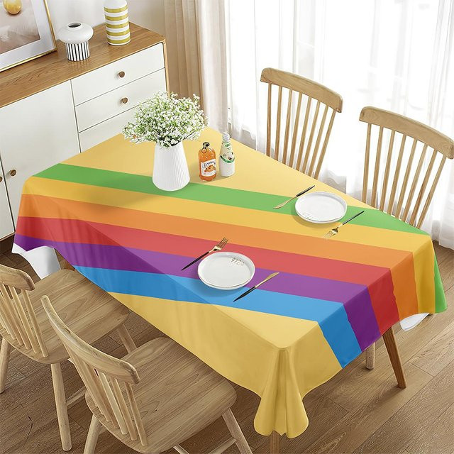 Regenbogen-Tischdecke von Fancy Style Studio, rechteckig, Mehrfarbig, B/T: 70 x 70 cm - Bild 1