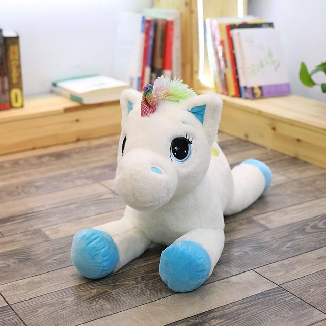 Regenbogen liegendes Einhorn Puppe Plüschtier, Pegasus Puppe, Blau - Bild 1