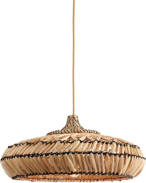 Good&Mojo Rinjani S Pendelleuchte aus Abaca-Naturfaser in Schwarz und Beige - Bild 1