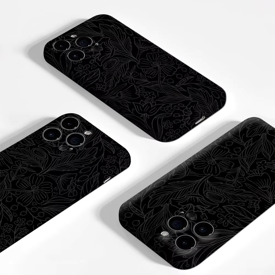 Potdemiel Handyhülle mit Blumenmuster in Schwarz für iPhone 17 16 15 14 13 Pro Max Plus, magnetische robuste Schutzhülle - Bild 3